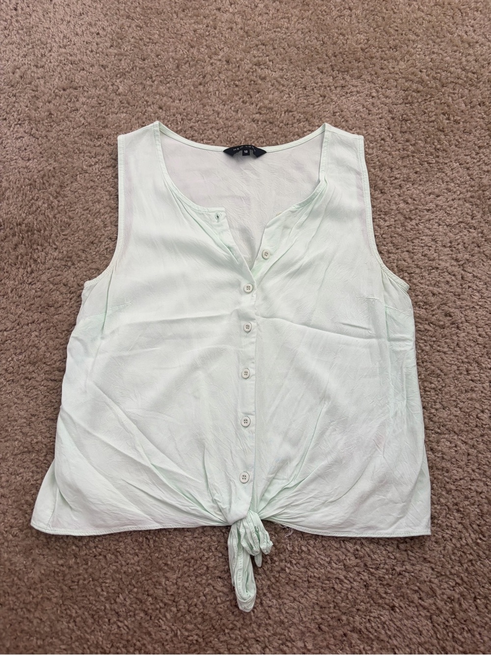 New Look Tie Front Button Down Sleeveless Top